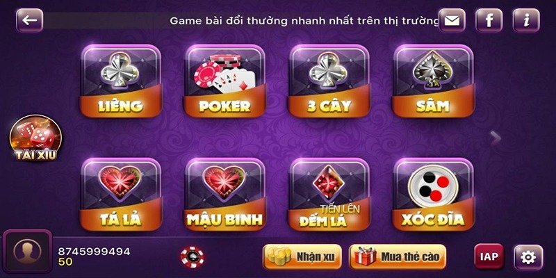 Bạn có thể thoải mái lựa chọn, thử sức các trò khác nhau tại game bài King88